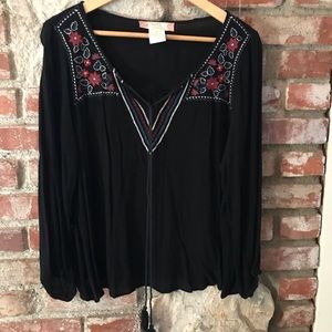 Flying Tomato Embroidered Peasant Top
